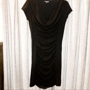 Express Black Rouched Cowl Neck Mini Dress